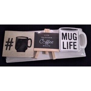 NEW Set of 3 Wooden Mini Signs Coffee Themed